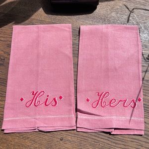 Vintage His/Hers Linen Hand Towels